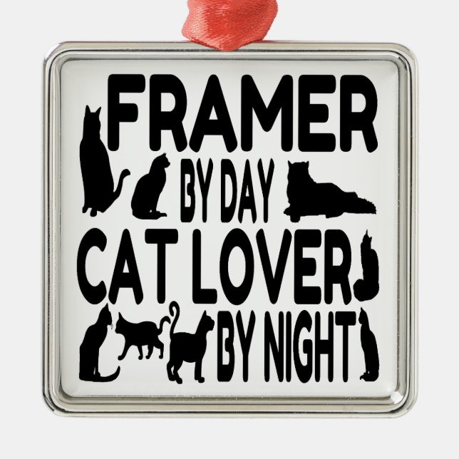 Cat Lover Framer Metal Tree Decoration (Front)