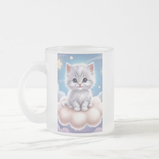 cat lover frosted glass coffee mug (Left)