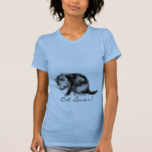 Cat Lover Fun Grey Tabby Kitten Artwork T-Shirt
