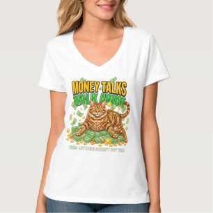 Cat Lover Funny Money Tee for Women