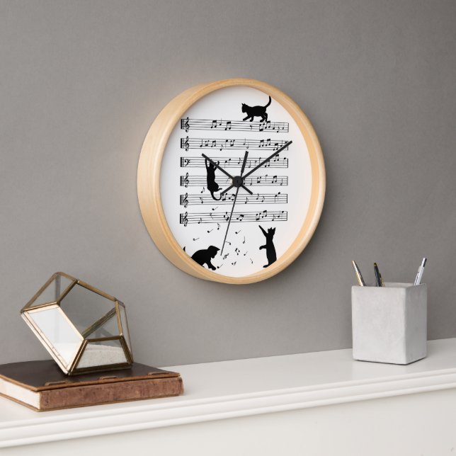Cat Lover Funny Pianist Piano Lover  Clock (Office)