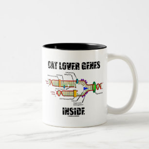Cat Lover Genes Inside (DNA Replication) Two-Tone Coffee Mug