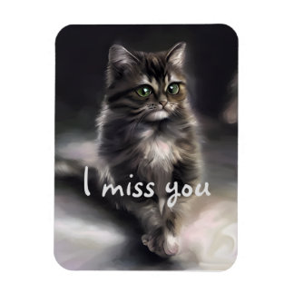 Cat lover gift Grey cat I miss you Magnet