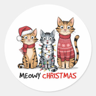 Cat Lover Gift Meowy Christmas Classic Round Sticker