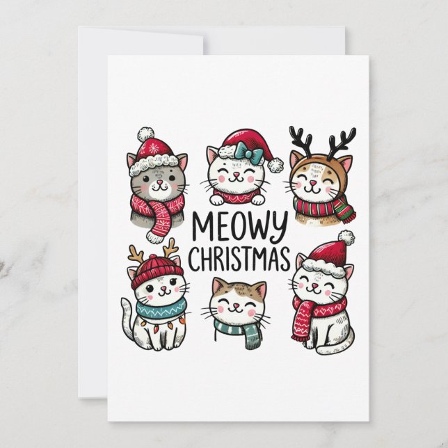 Cat Lover Gift Meowy Christmas Invitation (Front)