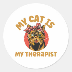 Cat Lover Gift - My Cat Is My Therapist Classic Round Sticker