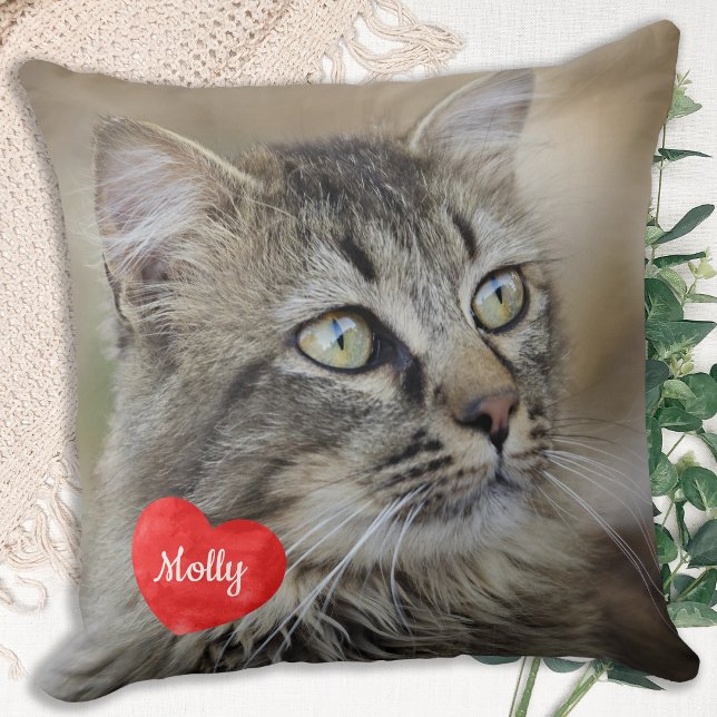 Cat Lover Gift - Pet Keepsake - Custom Photo Name Cushion (Creator Uploaded)