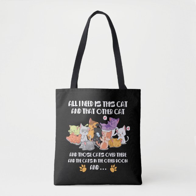 Cat Lover Gifts Cat Lady Meow Heart Need all Cats Tote Bag (Front)