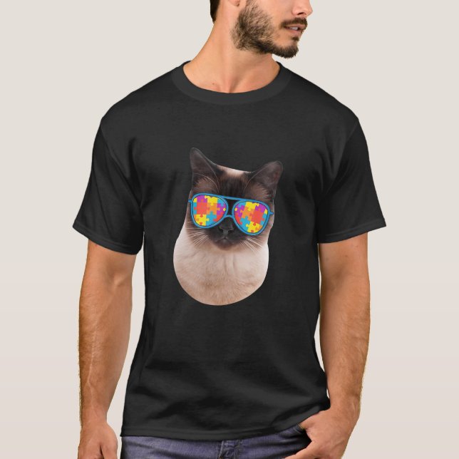 Cat Lover Gifts Funny Autism Awareness Siamese T-Shirt (Front)