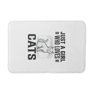 Cat Lover Girl Vintage Engraving Shirt Design_1 Bath Mat