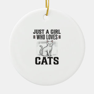 Cat Lover Girl Vintage Engraving Shirt Design_1 Ceramic Tree Decoration