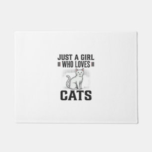 Cat Lover Girl Vintage Engraving Shirt Design_1 Doormat
