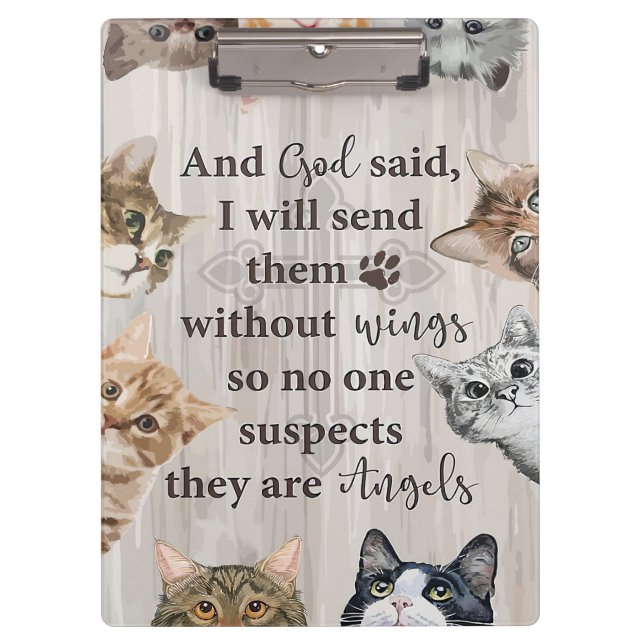Cat Lover God Send Me Cats Clipboard (Front)