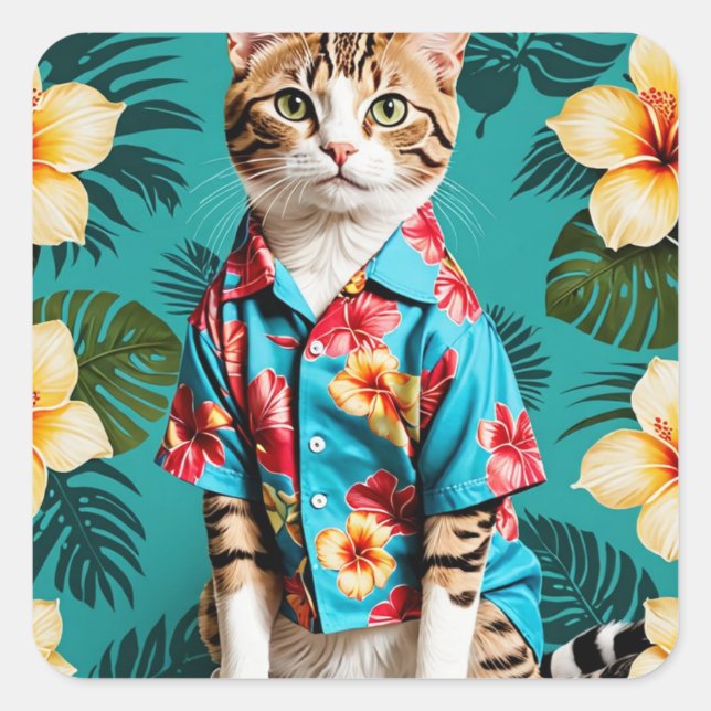 cat lover Hawaiian Sticker (Front)