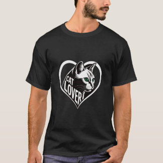 Cat Lover Heart Design Cute Feline Pet Owner T-Shirt