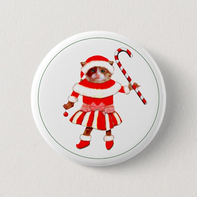 Cat Lover Holiday Gifts Button (Front)