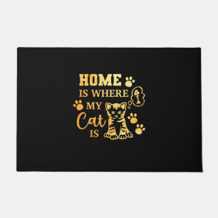 Cat Lover Home Is Where My Cat Is Doormat