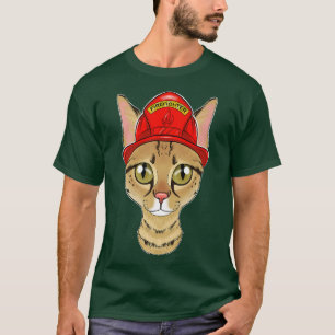 Cat Lover I Fireman Cat I Firefighter Savannah Cat T-Shirt
