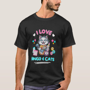 Cat Lover I Love Bingo And Cats Funny Bingo Lucky T-Shirt