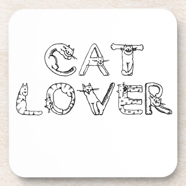 Cat Lover in Cat Font Coaster (Front)