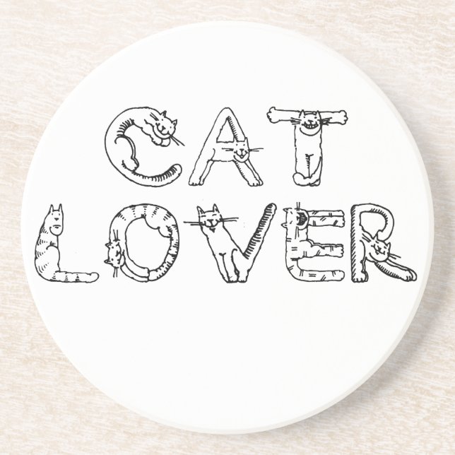 Cat Lover in Cat Font Coaster (Front)