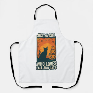 Cat Lover Just A Girl Who Loves Fall And Cats Vint Apron