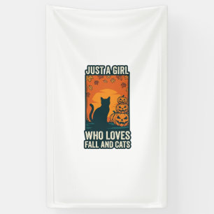 Cat Lover Just A Girl Who Loves Fall And Cats Vint Banner