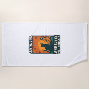 Cat Lover Just A Girl Who Loves Fall And Cats Vint Beach Towel