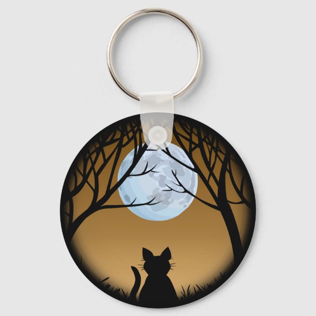 Cat Lover Keychain Fat Cat Key Chains Customisable (Front)