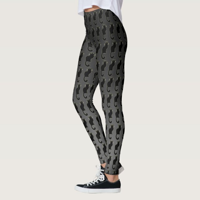 Cat Lover Leggings Black Cat Halloween Leggings (Left)