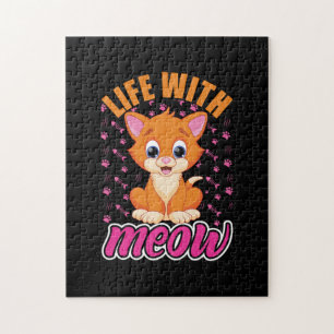 Cat Lover Life With Meow Jigsaw Puzzle