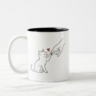 Cat Lover Love and Connection Illustration Two-Tone Coffee Mug