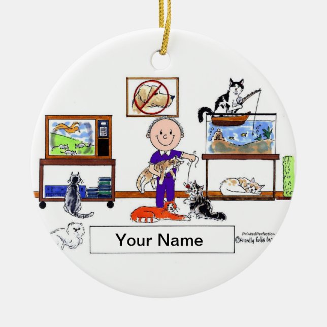 Cat Lover - Male Ceramic Tree Decoration (Front)