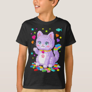 Cat Lover Master Builder Building Bricks Blocks T-Shirt