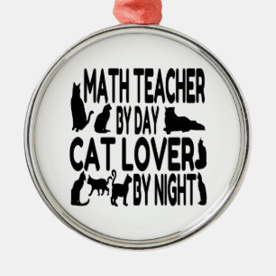 Cat Lover Math Teacher Metal Tree Decoration