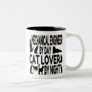 Cat Lover Mechanical Engineer Two-Tone Coffee Mug