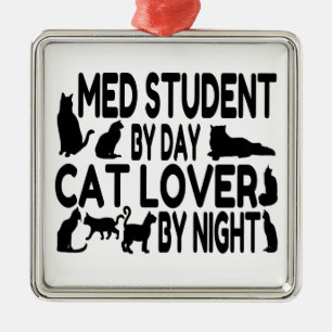 Cat Lover Med Student Metal Tree Decoration