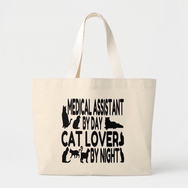 Cat Lover Medical Assistant Large Tote Bag (Front)