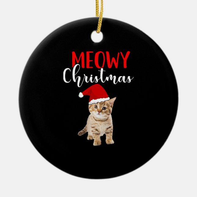 Cat Lover Merry Christmas catmas   Ceramic Tree Decoration (Front)
