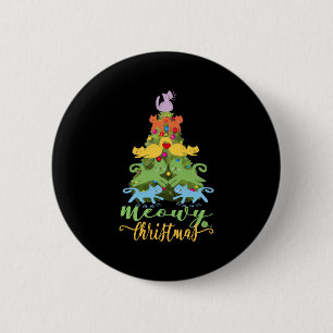 Cat Lover Merry Meowy Christmas Tree Cat Holiday G 6 Cm Round Badge
