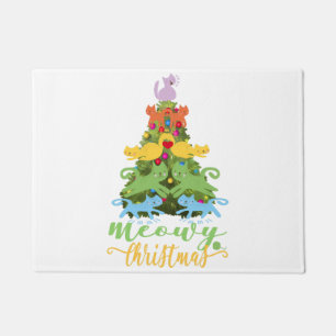 Cat Lover Merry Meowy Christmas Tree Cat Holiday G Doormat