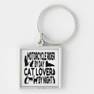 Cat Lover Motorcycle Rider Key Ring