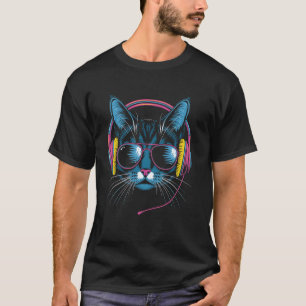 Cat Lover Music Headphones DJ Cool Kitty Gift Idea T-Shirt