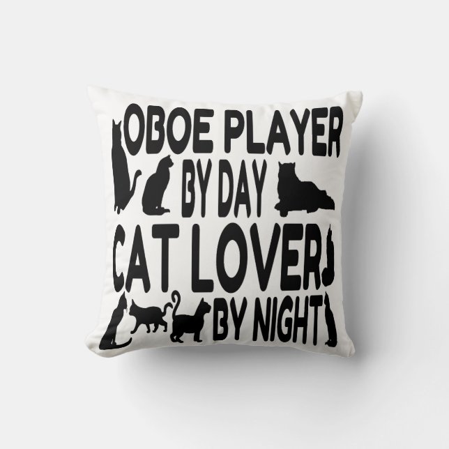 Cat Lover Oboe Player Cushion (Front)