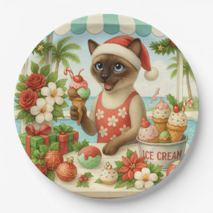 Cat Lover of Christmas in July Holiday themed Paper Plate