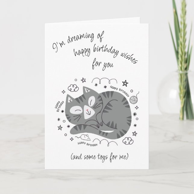 Cat Lover Owner Fun Add a Name Happy Birthday Card (Front)