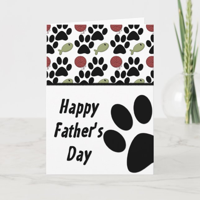 Cat Lover/Paw Print Happy Father's Day Card (Front)