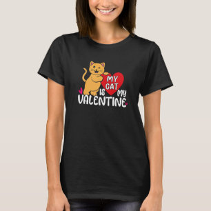 Cat Lover Pet Cat My Valentine Hearts Day Happy Va T-Shirt