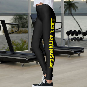Cat Lover Pet Mum Black And Yellow Personalised Leggings