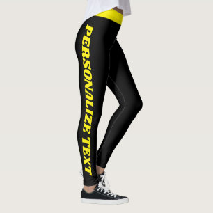 Cat Lover Pet Mum Yellow Black Pattern Custom Made Leggings
